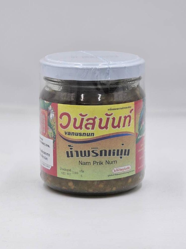 น้ำพริกหนุ่มขวด 4 รสชาติ (180 กรัม) - วนัสนันท์